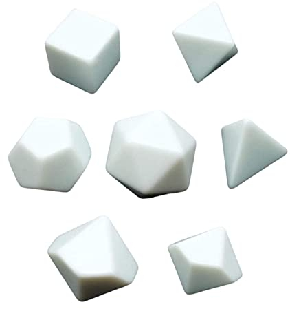 Dickly 7 Teiliges Blanko Polyeder RPG Würfel Set für Kreatives Malen, Partybevorzugung