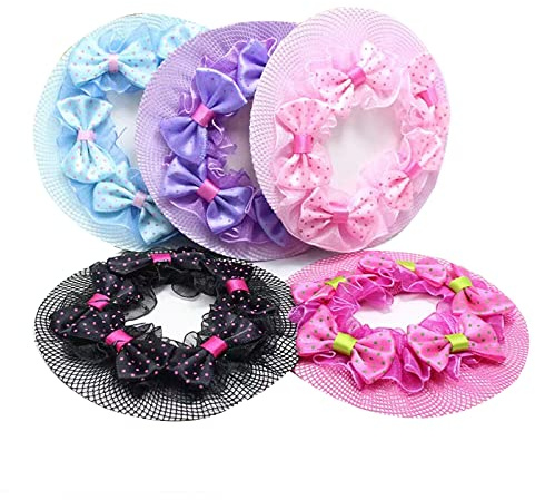 5 farbige Haarnetze mit Blumenrand, elastisches Band, Duttabdeckung für Ballett, Tänzer, Skaten, Gymnastik, Haarschmuck für Mädchen.