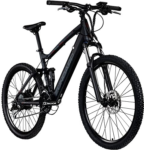 ZÜNDAPP XFS Ebike 27,5 Zoll MTB Fahrrad für Damen und Herren 170-190 cm Elektrofahrrad Hinterradmotor 27 Gang Scheibenbremse E Bike 504 Wh Akku (schwarz/rot, 48 cm)