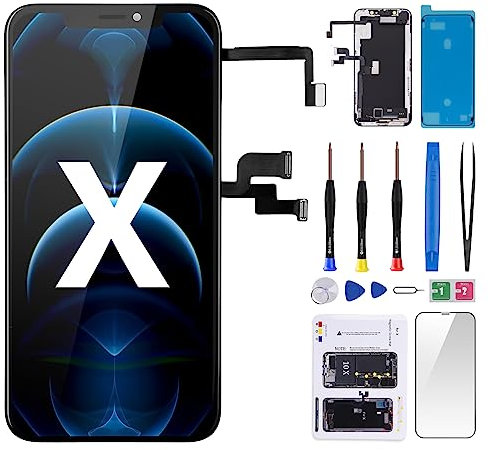 CYKJGS for iPhone X Screen Replacement 5.8 for iPhone 10 with Earpiece and Proximity Sensor LCD Display Digitizer 3D Touch Full Assembly Ear Speaker Repair Kit Front Glass Fix Tool A1865 A1901 A1902