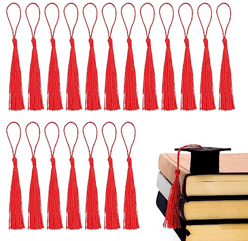 QINERSAW 140 Stück Quasten Rot Mini Quasten mit Schlaufe Tassel Seidig Quasten Anhänger Weiche Quasten als Lesezeichen handgefertigte Troddeln Quasten für DIY Schmuck Schlüsselanhänger