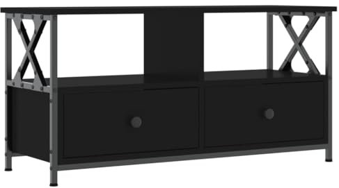 vidaXL Mobile Porta TV Nero 90x33x45 cm in Legno Multistrato e Ferro