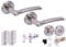 HANDLEZONE® Ursa Door Handles on Rose Bathroom Deadbolt Pack with with 75mm Ball Bearing Hinges, 76mm Latch and Lock - Dual Polished/Satin Nickel