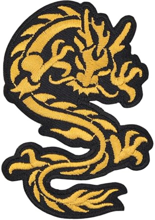 Dragon Yellow Gold Iron-On Patch Size 6.0 x 9.0 cm