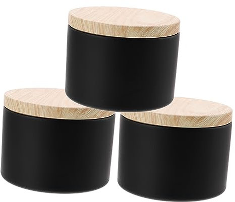 Operitacx 3 Piezas tarro de vela lata de vela vacia tarro para hacer manualidades velas negras envases de bálsamo labial recipiente para hacer velas artículos para el hogar con cubierta