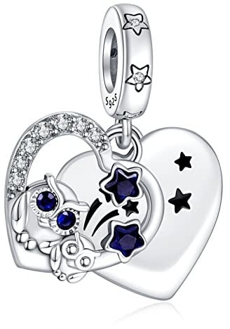 Rimgoris 925 Sterling Silber Charm für Frauen Armbänder Halskette Nacht Eulen Dangle Charms Frauen Armband Charme