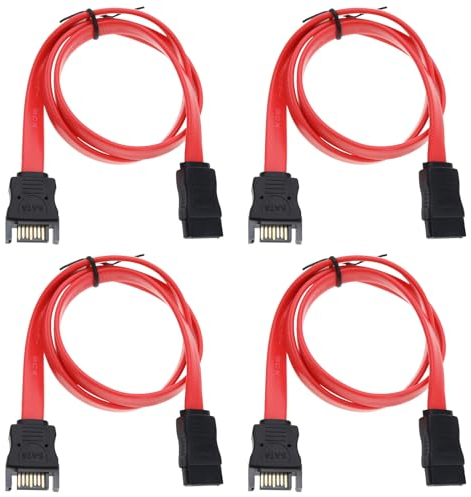 VGOL 4 Uds. Cable de Extensión SATA de 50cm Cable de Extensión Interno SATA Macho A SATA Hembra de 7 Pines para Transmisión de Datos de Disco Duro Externo