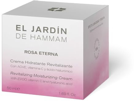 El Jardín de Hammam Ewige Rose Revitalisierende Feuchtigkeitscreme – mit Rosenextrakt, Olivenöl, Vitamin C und 4D Hyaluronsäure, 50 ml
