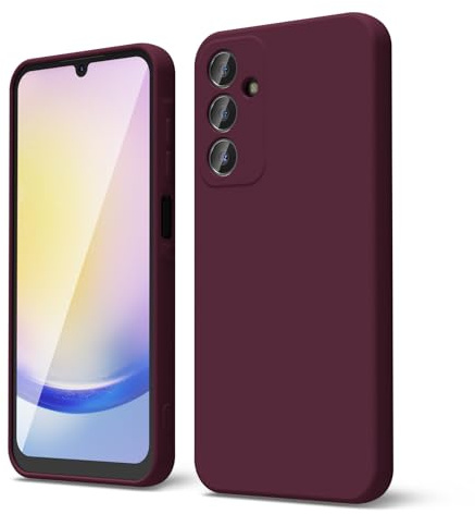 oakxco Coque Silicone pour Samsung Galaxy A25 5G, Étui Ultra Fine Souple Gel Caoutchouc Anti-Chocs Housse Toucher Soyeux, Slim Esthétique Protection Cover, Bordeaux