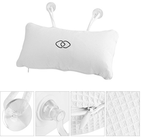 Yctze Rutschfestes Badewannenkissen, Spa-Kissen mit Saugnäpfen Zur Kopf- und Nackenstütze in der Badewanne, für Quadratische Whirlpools, Bambus-Badewannenkissen,