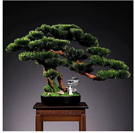 Künstlicher Bonsai-Baum Künstlicher Bonsai-Baum, künstliche Topfpflanze mit schwarzem Topf, großer künstlicher Bonsai-Baum, künstliche Zimmerpflanzen im Topf, 47 cm hoch (grün) Bonsai Kunstpflanze