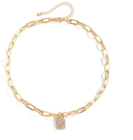 Homxi Frauen Anhänger Halskette Gold,Halskette Vergoldet für Anhänger Kette mit Schloss Halskette mit Anhänger Gold
