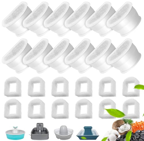 Rigidstone Filtro de Repuesto, 12 filtros de fuente de agua y 12 piezas de espuma de repuesto para fuente de mascotas compatibles con Drinkwell Avalon, Pagoda Sedona Seascape para mascotas