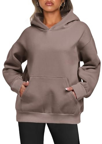Enwokran Sweat à Capuche Femme Automne Hiver Oversized Sweatshirts Manches Longues Polaire Classic Hoodies Pullover avec Poches (Kaki, M)