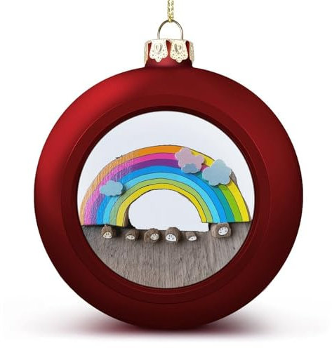 Weihnachtskugeln, kleine Regenbogen-bedruckte Weihnachtskugeln, Weihnachtsbaumkugeln, Party-Weihnachtskugeln