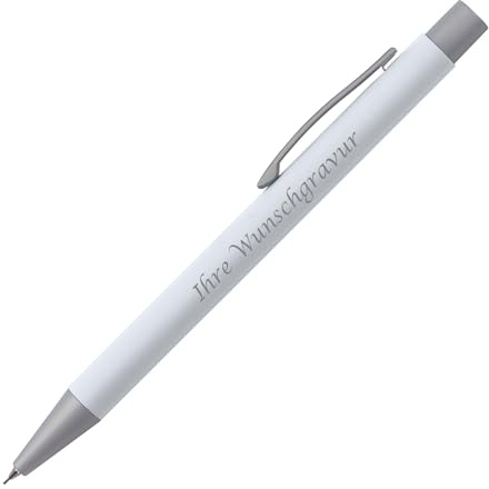 10x Druckbleistift mit Gravur / aus Metall / Farbe: weiß