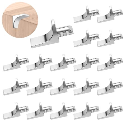 20Stk Form Metall Regalbodenträger, Glas-Möbel-Halterung, 5mm Vernickelt Bodenträger, Rutschfester Regalstützstifte, Einlegeboden Winkelverbinder Regalträger Stützen für Schrank Bücherregal (Typ C)