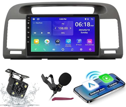 HXSQcar Android 14 Car Radio Navi for T-oyota Camry 5 VX 30 2001-2006 9 Screen Radio with Wireless Carplay Android Car GPS Navigation support Bluetooth 5.0 HIFI FM WiFi SWC MIC Camera (M500S)