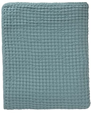 URBANARA Veiros Tagesdecke 220x240 cm I 100% Baumwolle Made in Portugal Waffelpique Nachhaltig & Weich I Sofa Bett-Überwurf Couchdecke Wohndecke Kuscheldecke Plaid Bedspread Oeko Tex 100 I Grüngrau