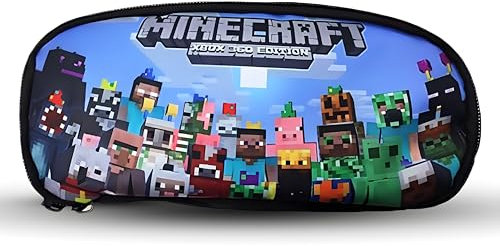 IFHDO Miner Schule Federtasche Miner Federmäppchen Bleistift Tasche Mehrere Fächer Federtasche Tragbares Schreibwaren Cartoon Reißverschluss Mäppchen für Teenager Kinder Etui -20x5x10CM