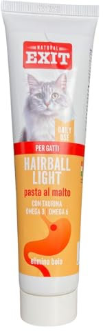 Natural Exit - Pasta al Malto per Gatti, Pasta Anti-Bolo Per Gatti, Mangime Complementare con Taurina Omega 2 e Omega 6, Hairball Light, Tubetto da 75 grammi