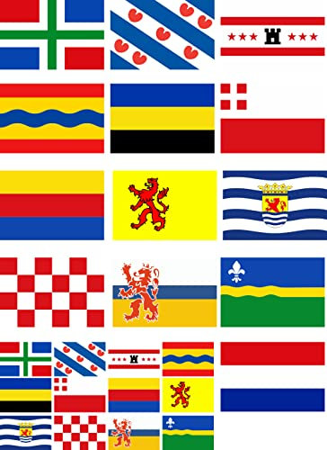 Daged Niederlande Provinzen Alle Flaggen Fahnen Set 25 Stück Aufkleber Karte Sticker-Bogen - PKW Auto Fahne Flaggenset - PRO