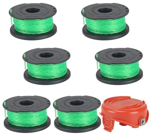 COEWUR 0.08/2mm 20ft Strimmer Spool for Black and Decker GL7033 GL9035 GL8033 Strimmer Line Replacement A6486 and Cover 90583594 Compatible for Black and Decker (Spool *6+caps *1)