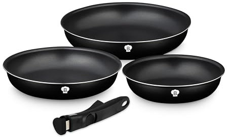 BLAUMANN For Your Home Set di pentole in alluminio – Pentole e padelle salvaspazio a induzione con manico rimovibile Click-It, rivestimento antiaderente, compatibile con piani cottura a gas, alogeni,