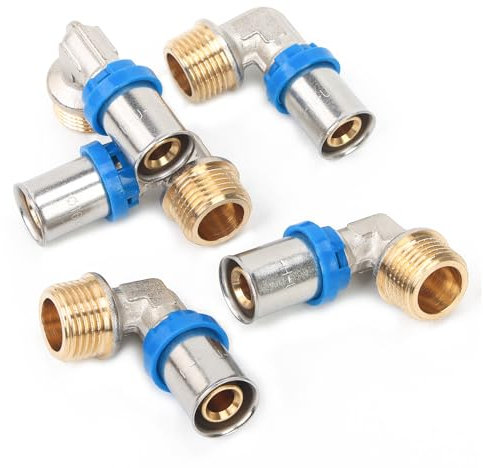 LTWFITTING Pressfitting mit Winkel 90°mit 1/2 Aussengewinde für Verbundrohr 16,0mm Rohr Mehrschichtverbundrohr (5 Stück)
