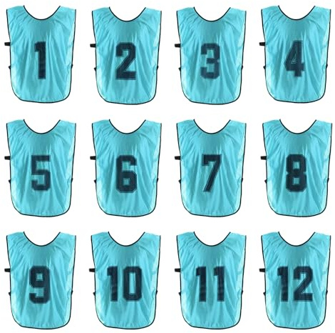 PATIKIL Fußball Leibchen Fussball Herren Trainingsweste, Stück Hallenfussball Umkehrbare Nummerierte Fussballtraining Leibchen mit Gürtel für Volleyball Jugendliche