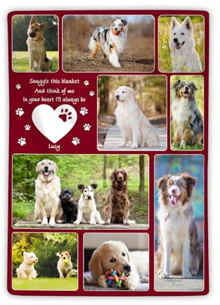 Glooraca Individuelle Hundedecke mit Foto und Namen, personalisierte Hunde- und Katzenbild-Decken, individuelle Haustier-Flanelldecke für Hundebett