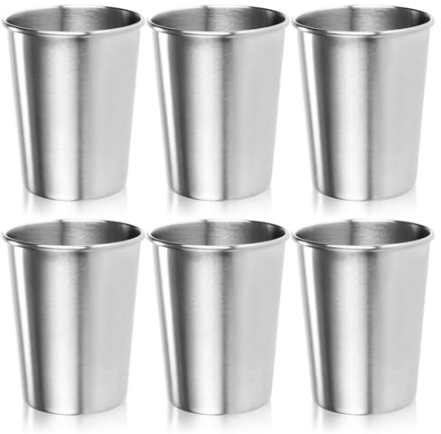 com-four® 6X Edelstahl-Trinkbecher - Campingbecher 250 ml - Hochwertiger Becher aus Edelstahl - Reisebecher bruchsicher und BPA-frei