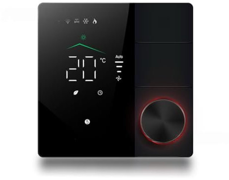 Koolenry Termostatos Inteligentes Tuya para Aire Acondicionado con Control Remoto WiFi Termostato Inteligente con Perilla Interruptor de Control de Temperatura LED C