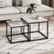 Couchtisch 2er Set quadratisch aus Holz, Wohnzimmertisch Modern, Beistelltisch Set 2 in 1 mit Metallgestell für Wohnzimmer Büro Beistelltisch Loft Design Twin | Weiß