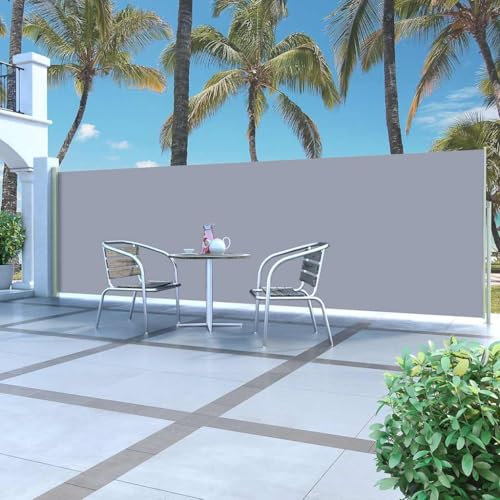 Myheimly Seitenmarkise Sichtschutz Windschutz Sonnenschutz Balkon Seitenmarkise,Grau,160 x 500 cm