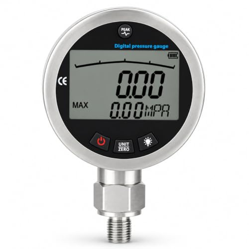 Digital Manometer Hydraulik, 400 bar 40 MPa 10000 PSI Druckmesser G1/4 | LCD Hydraulisches Druckmessgerät mit G1/4 Anschluss, Edelstahl Wasserdruckmesser Druckanzeige, für Wasser, Gas, Öl Tester
