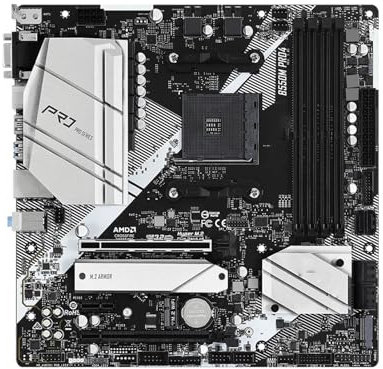 Processore Scheda madre Fit For ASRock B550M Pro4 Ryzen 5000/3000 M-ATX, PCIe 4.0, DDR4 4733 MHz (OC), doppio M.2, HDMI/DP, 8 fasi di alimentazione, RGB