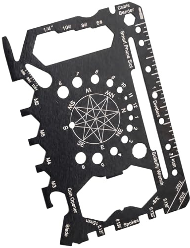 Outil Multifonction 46 en 1 Carte de Survie en Acier Inoxydable, Carte d'Outils de Poche Format Carte de Crédit pour Camping, Vélo et Survie en Plein Air, Gadget Noir Pratique pour Homme