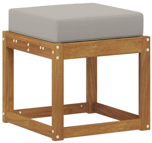 vidaXL Hocker Bank mit Kissen Natürlich und Hellgrau 43 x 43 x 37 cm, Balkon Außenbereich Sitzgelegenheiten, modernes Gartensofa, langlebige Terrassenmöbel, gemütliche Eckanordnung für Entspannung