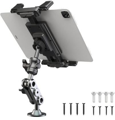 MURYE Universals Tablet Holder Mount for Treadmill, Exercise Bike, Strollers, Wheelchair, Golf Cart - 360° Rotatable Adjustable Arm and Screw Base for 4.7 to 13 Pad, Phone, Smartphones & Tablets