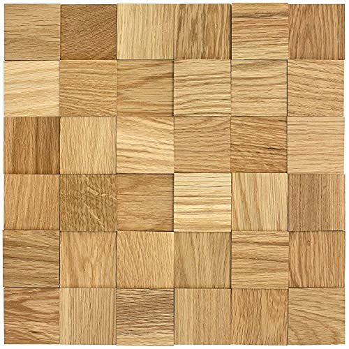 wodewa Holz Wandverkleidung selbstklebend 3D Optik Eiche 30x30cm Wandpaneele Moderne Wanddekoration Holzverkleidung Wohnzimmer Schlafzimmer