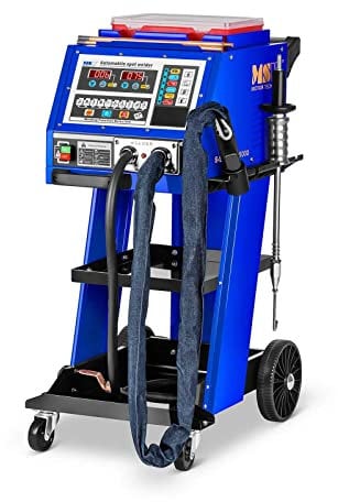 MSW S-SPOTTER 5000 Tire Clou Kit de Reparation Carrosserie Voiture avec Chariot (5000 A, 400 V, Durée de soudage 0.01–999 s, Écran LED, 10 Fonctions Prédéfinies)