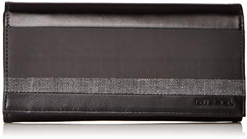 Diesel Herren BORGORICCO 24 A Day-Wallet Geldbörse, Grau Denim/Schwarz, Einheitsgröße