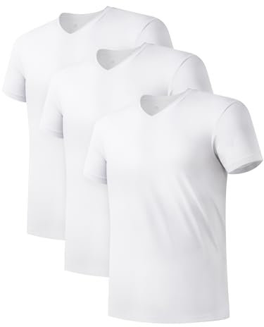 DAVID ARCHY Men's Vests Micro Modal Undershirts with Ultimate Soft 3 Pack V-Neck & Deep V-Neck Short Sleeve Underwear
