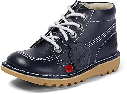 Kickers Unisex Kids Kick Hi Classic Ankle Boots with Zip | Extra Comfortable | Added Durability | Premium Quality, White, 2 UK Child