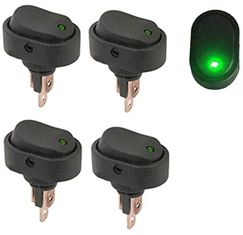Qiorange 4Pcs Auto KFZ Schalter 12V 30A Wippschalter Ein-Ausschalter mit Grün LED Anzeige Wechsel Switch Kippenschalter Schalter