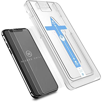 Wicked Chili 2X Panzerfolie Glas Displayschutz kompatibel mit iPhone 11 Pro/XS/X (5,8 Zoll) mit Installationshilfe, Schutzfolie, Displayschutzfolie, Schutzglas (Blasenfrei mit Schablone)