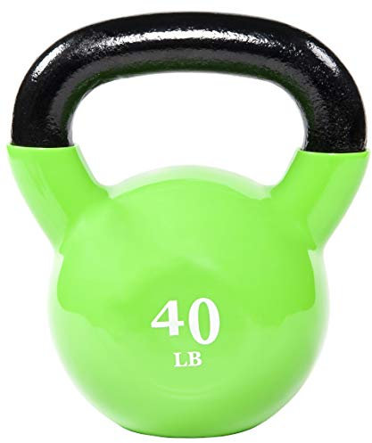 Everyday Essentials All-Purpose Color Vinyl Coated Kettlebell, 40 Pounds, Various