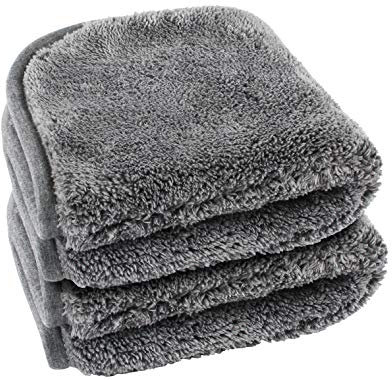 lunar. premium cleaning 2 Stück Poliertuch Auto KFZ Microfasertuch 40x40cm grau 1200 GSM Trockentuch extrem saugfähig ultraweich zur professionellen Autopflege