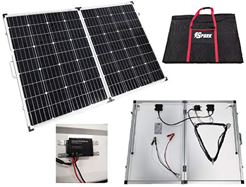 Spark 200W Kit de charge solaire pliable portable avec étui de protection et câble de 5 m pour camping-car, caravane, camping, voiture, van, bateau, yacht Système 12 V
